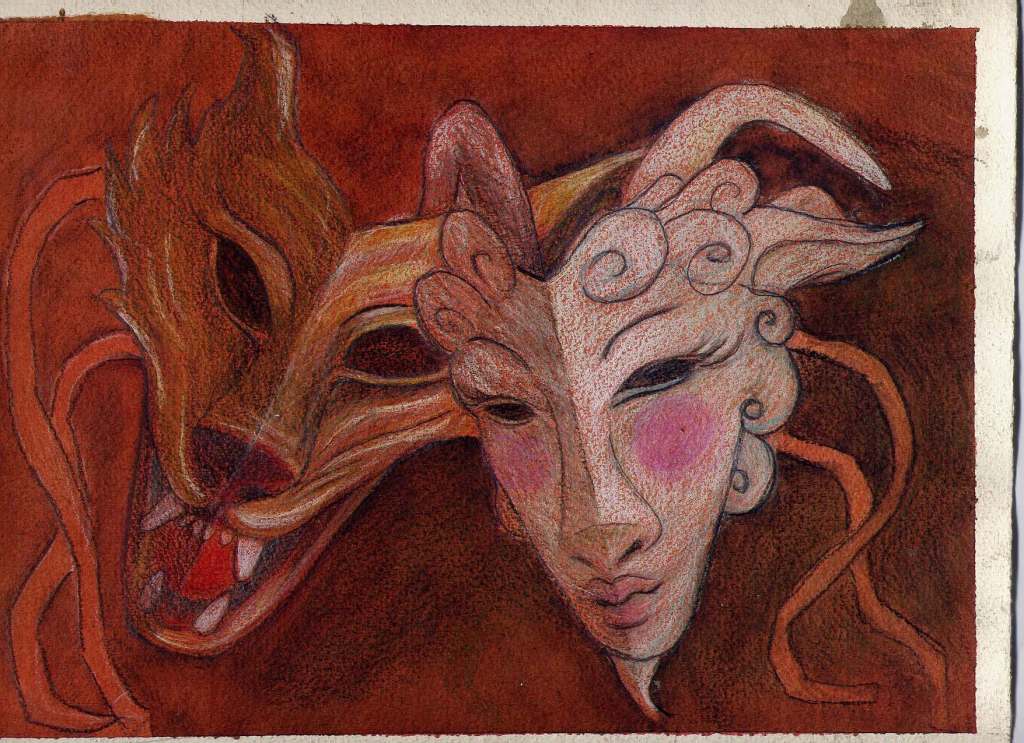 Bozzetto per le maschere di All'opera...Il lupo e i sette capretti